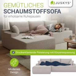 Sofa Coredo mit Cord Bezug & Dekokissen Gemütliche Couch mit Schaumstoff und Boxspringkern