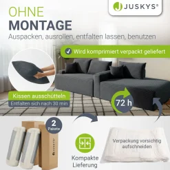 Sofa Coredo mit Cord Bezug & Dekokissen Gemütliche Couch mit Schaumstoff und Boxspringkern