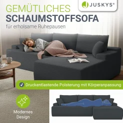 Sofa Coredo mit Cord Bezug & Dekokissen Gemütliche Couch mit Schaumstoff und Boxspringkern