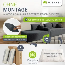 Sofa Coredo mit Cord Bezug & Dekokissen Gemütliche Couch mit Schaumstoff und Boxspringkern