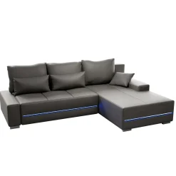 Sofa Davos mit LED Gemütliche Couch in L-Form mit Schlaffunktion