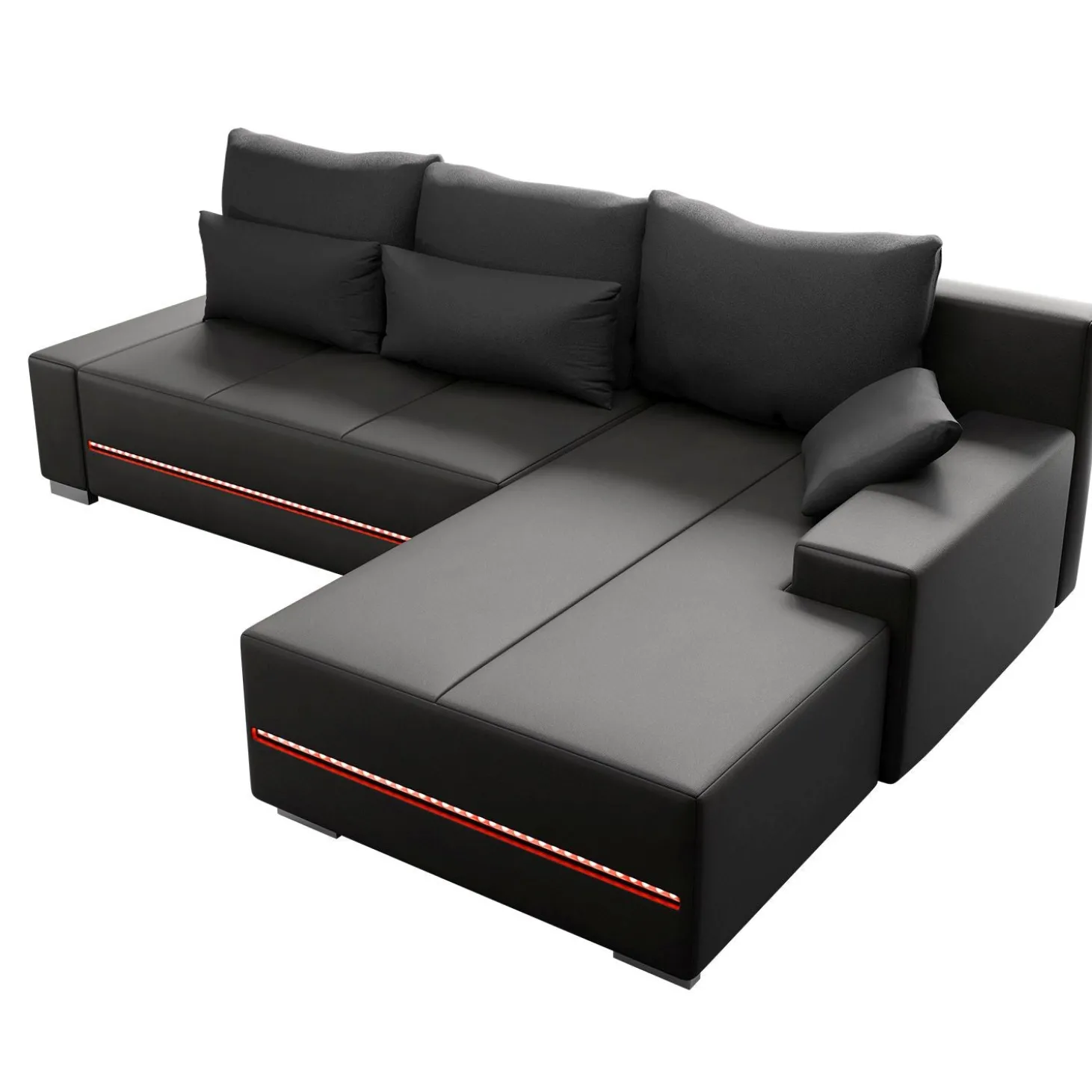 Sofa Davos mit LED Gemütliche Couch in L-Form mit Schlaffunktion