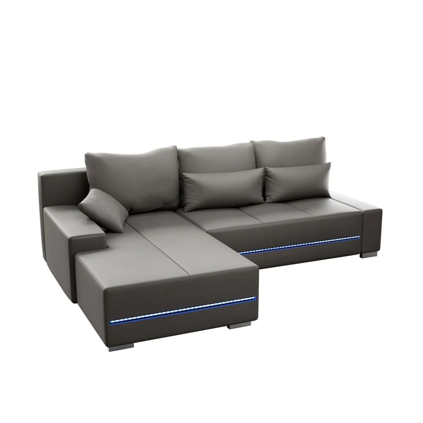 Sofa Davos mit LED Gemütliche Couch in L-Form mit Schlaffunktion