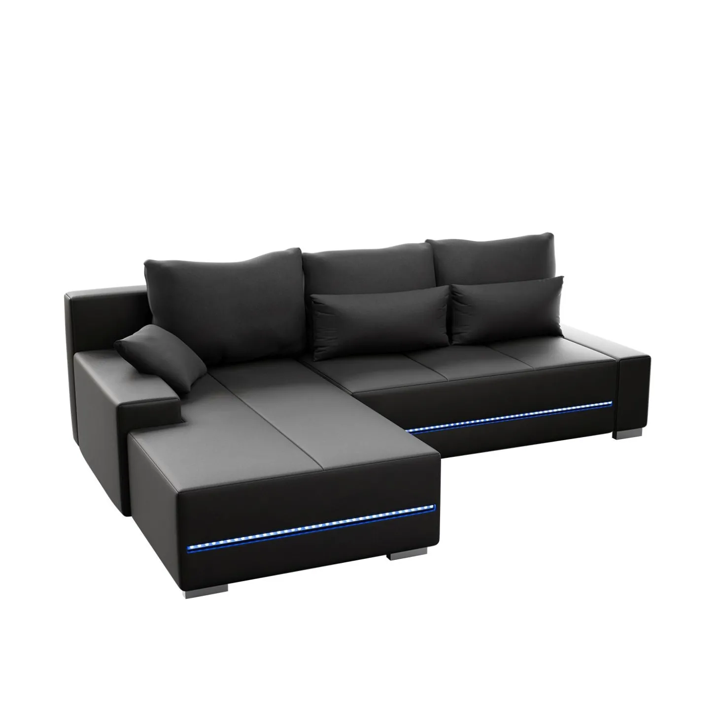 Sofa Davos mit LED Gemütliche Couch in L-Form mit Schlaffunktion