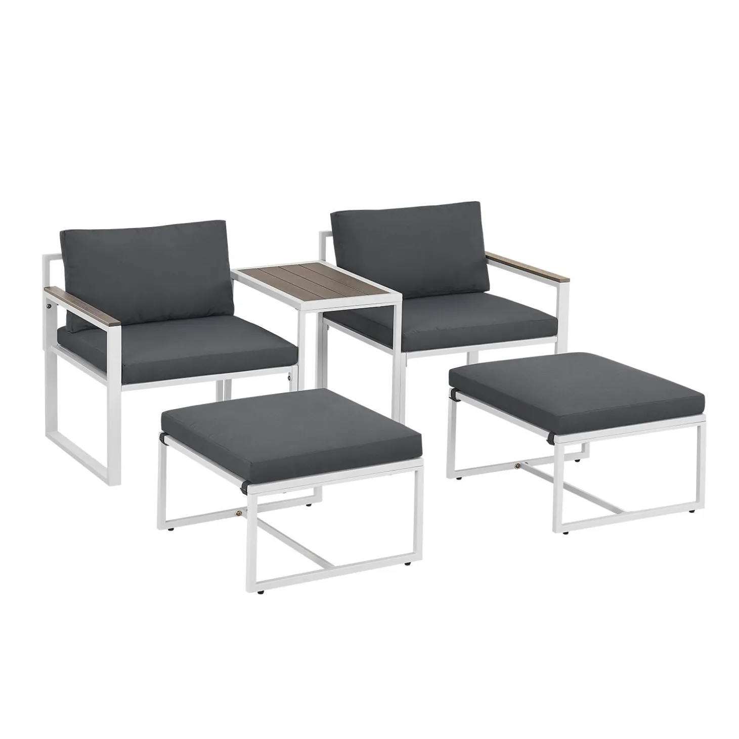 Sofa Gartenmöbel Set Bari Moderne Gartenlounge aus Metall & Polywood