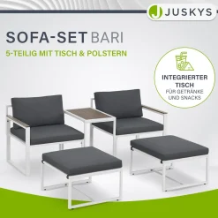 Sofa Gartenmöbel Set Bari Moderne Gartenlounge aus Metall & Polywood