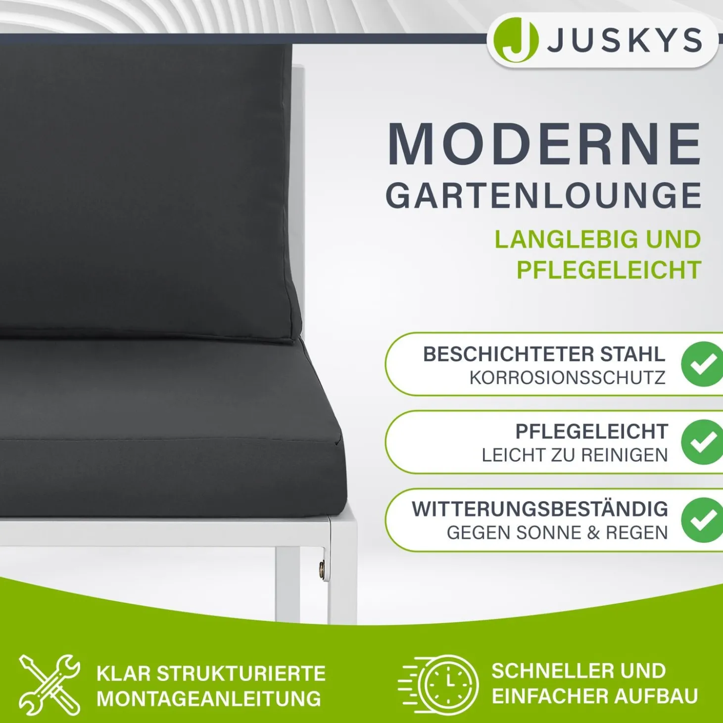 Sofa Gartenmöbel Set Bari Moderne Gartenlounge aus Metall & Polywood