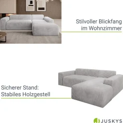 Sofa in L-Form Vals Gemütliche Couch in Cord-Optik