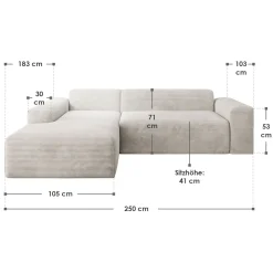 Sofa in L-Form Vals Gemütliche Couch in Cord-Optik