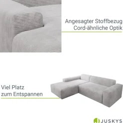Sofa in L-Form Vals Gemütliche Couch in Cord-Optik