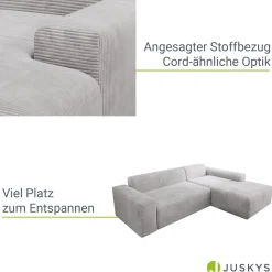 Sofa in L-Form Vals Gemütliche Couch in Cord-Optik