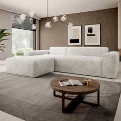 Sofa in L-Form Vals Gemütliche Couch in Cord-Optik
