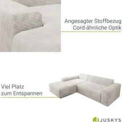 Sofa in L-Form Vals Gemütliche Couch in Cord-Optik