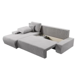 Sofa Iseo mit Schlaffunktion Trendige & bequeme Couch mit Cord-ähnlichem Stoff