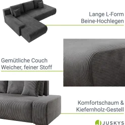 Sofa Iseo mit Schlaffunktion Trendige & bequeme Couch mit Cord-ähnlichem Stoff