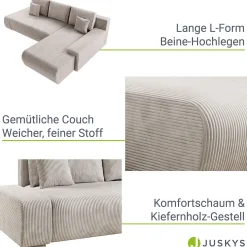 Sofa Iseo mit Schlaffunktion Trendige & bequeme Couch mit Cord-ähnlichem Stoff