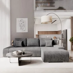 Sofa Iseo mit Schlaffunktion Trendige & bequeme Couch mit Cord-ähnlichem Stoff