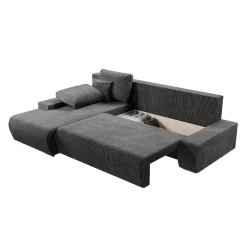 Sofa Iseo mit Schlaffunktion Trendige & bequeme Couch mit Cord-ähnlichem Stoff