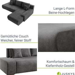 Sofa Iseo mit Schlaffunktion Trendige & bequeme Couch mit Cord-ähnlichem Stoff