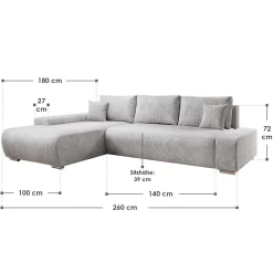 Sofa Iseo mit Schlaffunktion Trendige & bequeme Couch mit Cord-ähnlichem Stoff