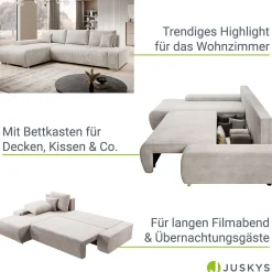 Sofa Iseo mit Schlaffunktion Trendige & bequeme Couch mit Cord-ähnlichem Stoff
