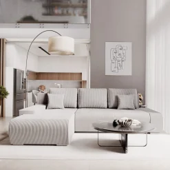 Sofa Iseo mit Schlaffunktion Trendige & bequeme Couch mit Cord-ähnlichem Stoff