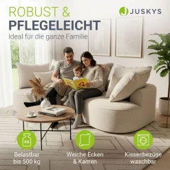 Sofa Tirano mit Ottomane & Dekokissen Gemütliche Couch mit Schaumstoff und Boxspringkern