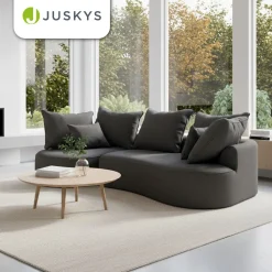 Sofa Tirano mit Ottomane & Dekokissen Gemütliche Couch mit Schaumstoff und Boxspringkern