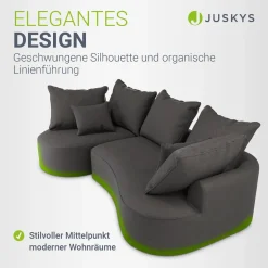 Sofa Tirano mit Ottomane & Dekokissen Gemütliche Couch mit Schaumstoff und Boxspringkern