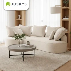 Sofa Tirano mit Ottomane & Dekokissen Gemütliche Couch mit Schaumstoff und Boxspringkern