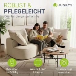 Sofa Tirano mit Ottomane & Dekokissen Gemütliche Couch mit Schaumstoff und Boxspringkern