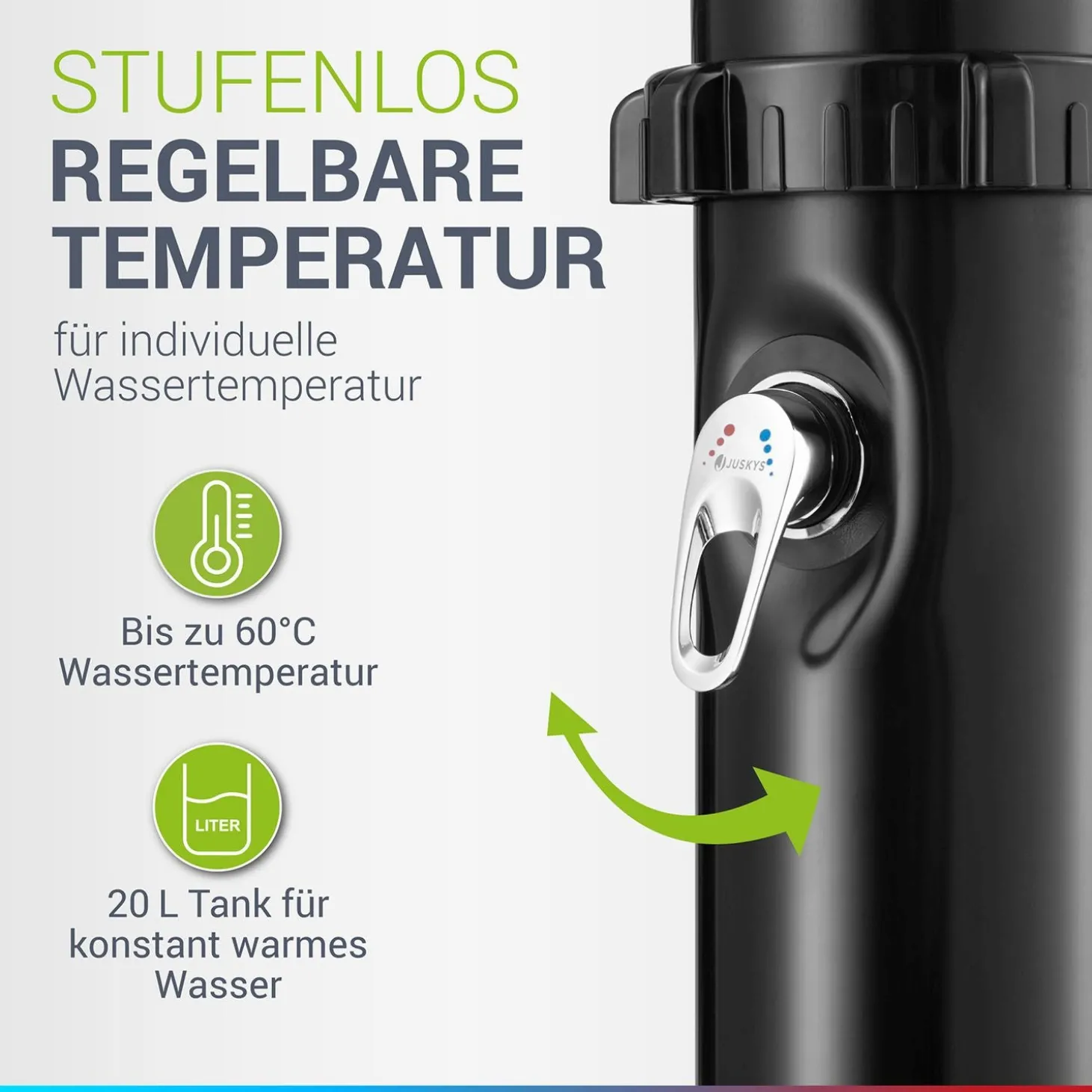 Solardusche Victoria Gartendusche mit großem Regen-Duschkopf und Temperatureinstellung