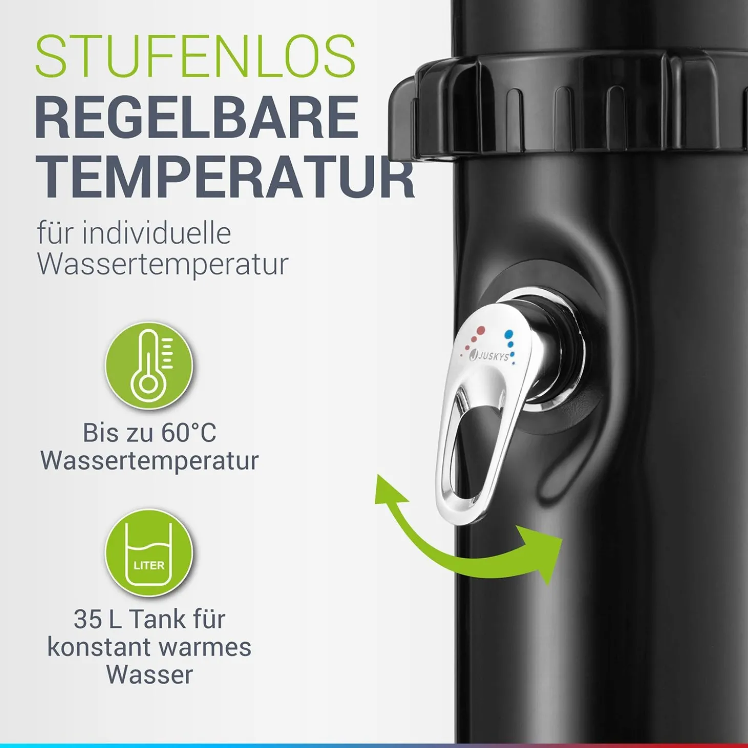 Solardusche Victoria Gartendusche mit großem Regen-Duschkopf und Temperatureinstellung