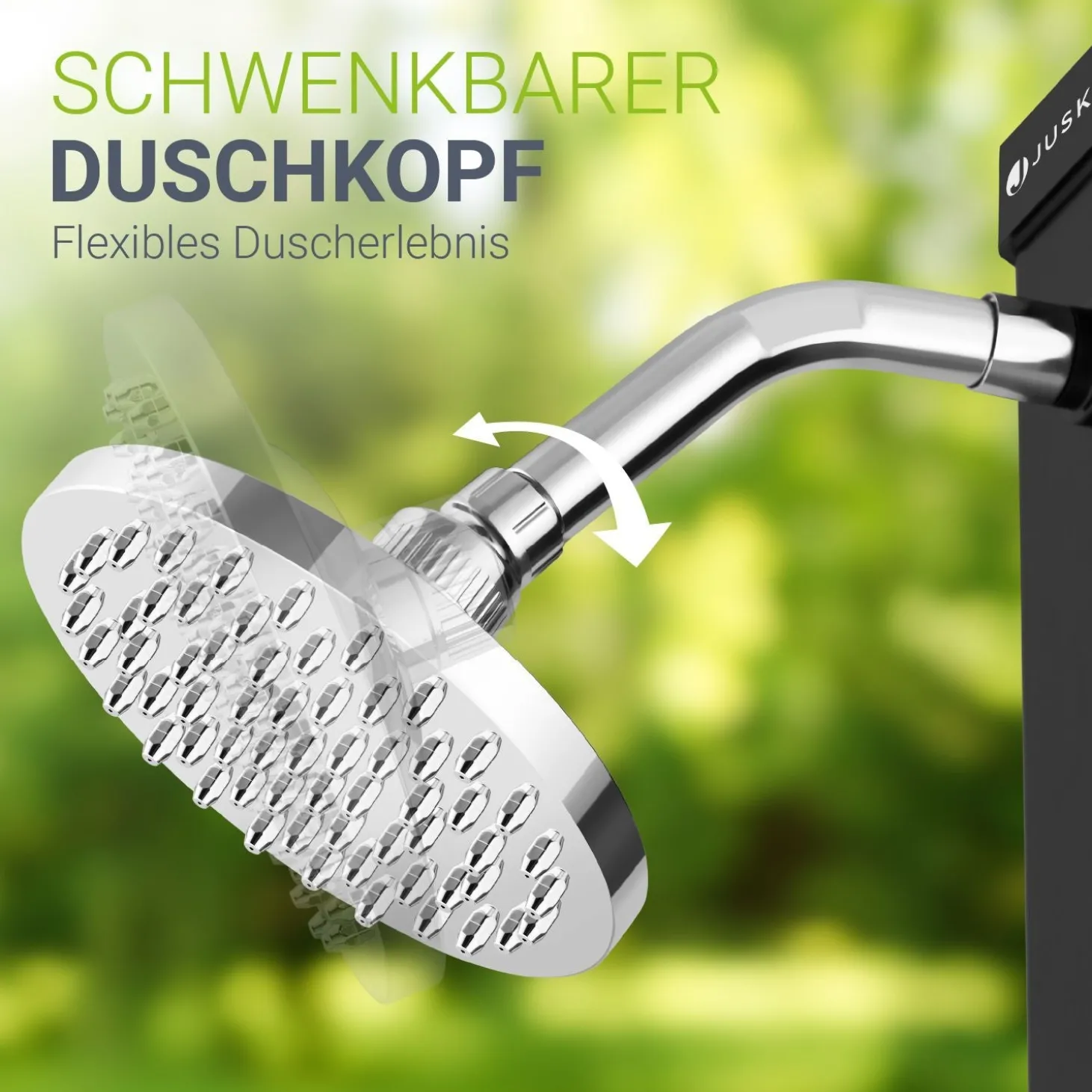 Solardusche Victoria Gartendusche mit großem Regen-Duschkopf und Temperatureinstellung