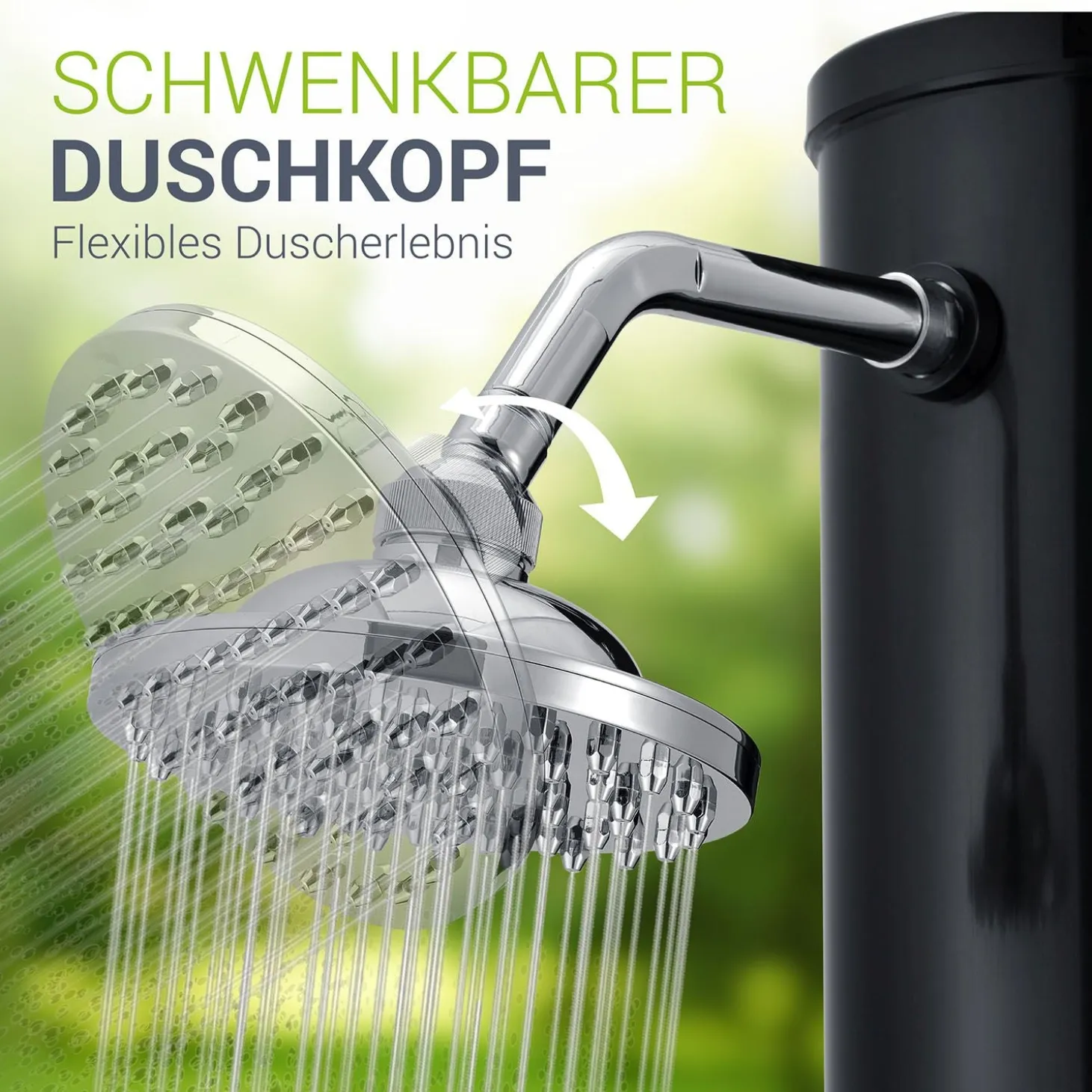 Solardusche Victoria Gartendusche mit großem Regen-Duschkopf und Temperatureinstellung