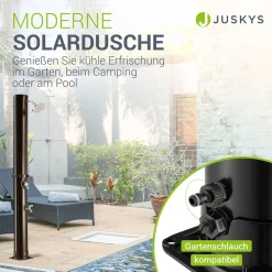 Solardusche Victoria Gartendusche mit großem Regen-Duschkopf und Temperatureinstellung