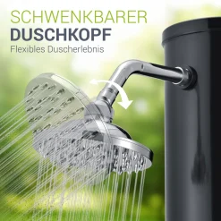 Solardusche Victoria Gartendusche mit großem Regen-Duschkopf und Temperatureinstellung