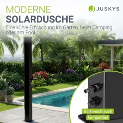 Solardusche Victoria Gartendusche mit großem Regen-Duschkopf und Temperatureinstellung