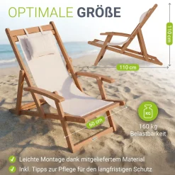 Sonnenliege klappbar Tavira Wetterfester Liegestuhl aus geöltem Akazienholz