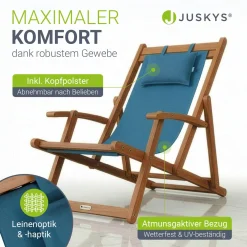 Sonnenliege klappbar Tavira Wetterfester Liegestuhl aus geöltem Akazienholz