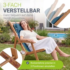 Sonnenliege klappbar Tavira Wetterfester Liegestuhl aus geöltem Akazienholz
