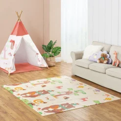 Spielmatte 180 x 200 cm mit diversen Tiermotiven Krabbelmatte für Babys & Kleinkinder - extra weich & pflegeleicht