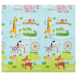 Spielmatte 180 x 200 cm mit diversen Tiermotiven Krabbelmatte für Babys & Kleinkinder - extra weich & pflegeleicht