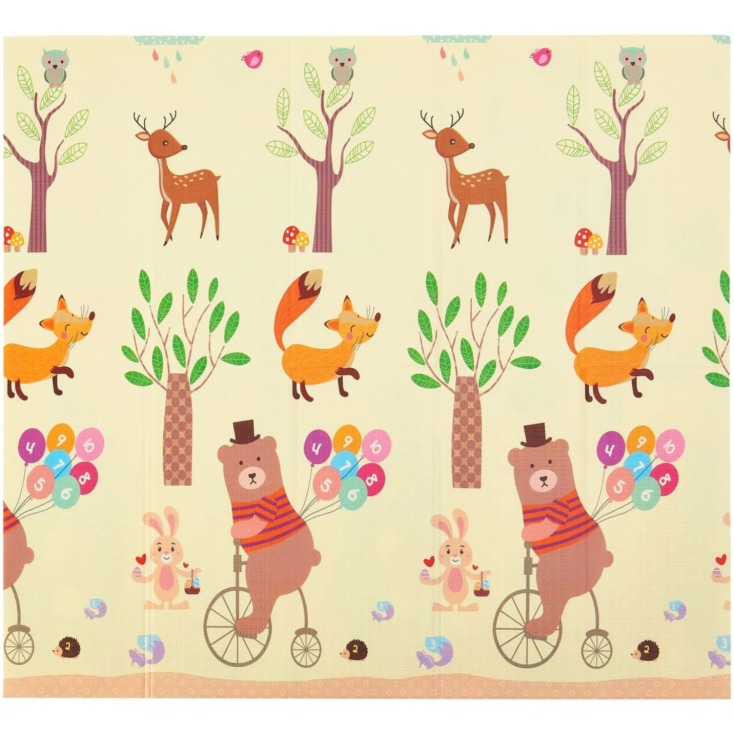 Spielmatte 180 x 200 cm mit diversen Tiermotiven Krabbelmatte für Babys & Kleinkinder - extra weich & pflegeleicht