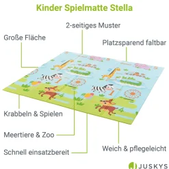 Spielmatte 180 x 200 cm mit diversen Tiermotiven Krabbelmatte für Babys & Kleinkinder - extra weich & pflegeleicht