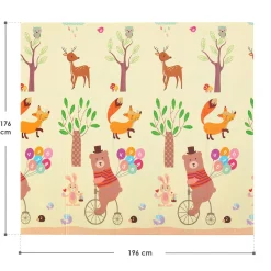 Spielmatte 180 x 200 cm mit diversen Tiermotiven Krabbelmatte für Babys & Kleinkinder - extra weich & pflegeleicht