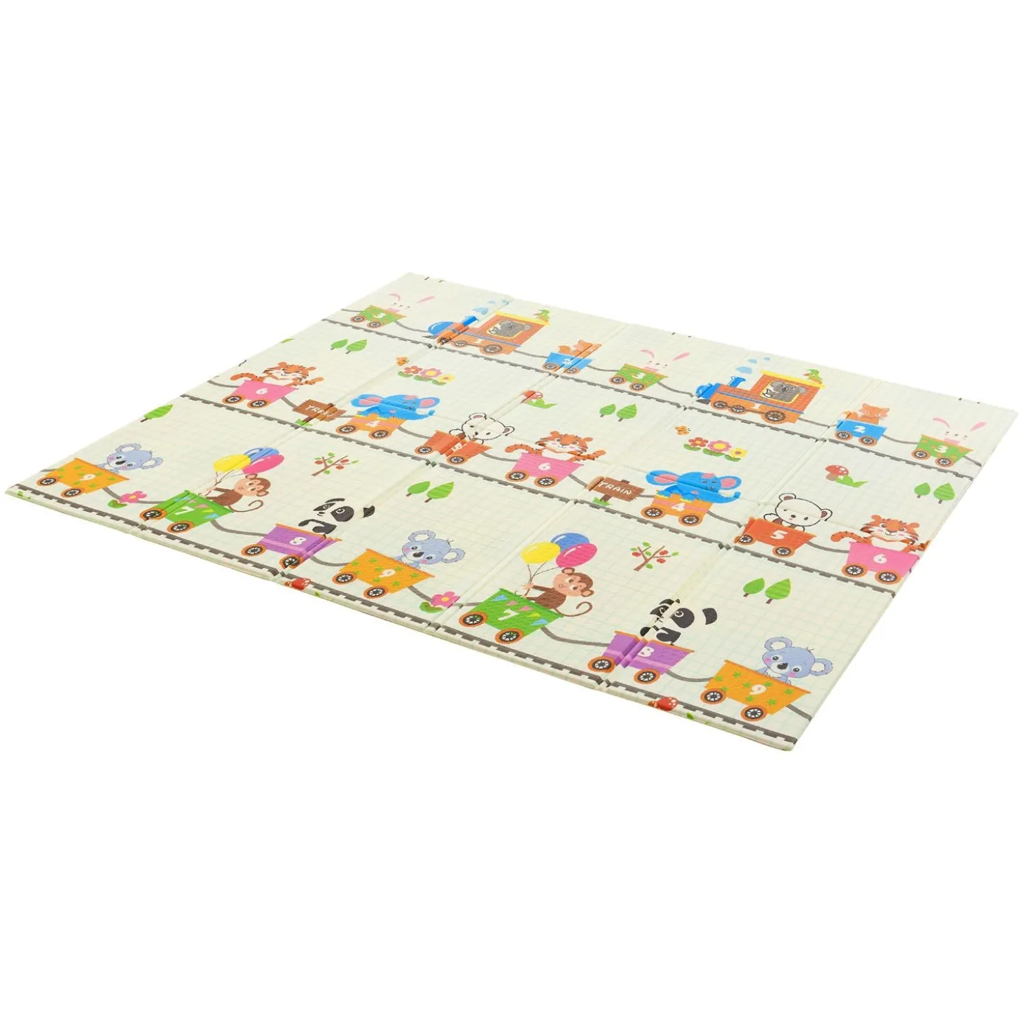 Spielmatte 180 x 200 cm mit diversen Tiermotiven Krabbelmatte für Babys & Kleinkinder - extra weich & pflegeleicht