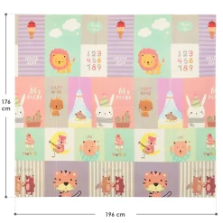 Spielmatte 180 x 200 cm mit diversen Tiermotiven Krabbelmatte für Babys & Kleinkinder - extra weich & pflegeleicht