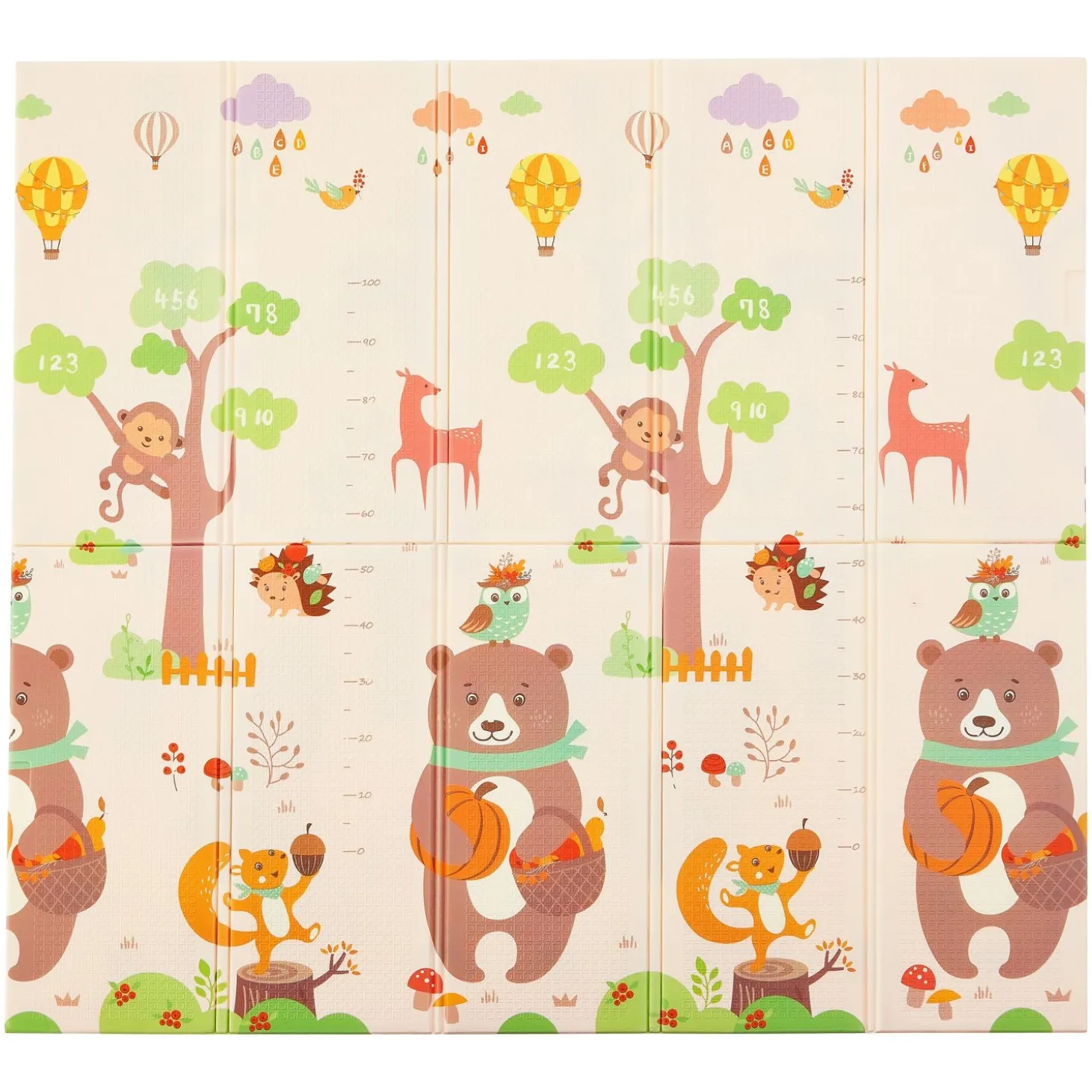 Spielmatte 180 x 200 cm mit diversen Tiermotiven Krabbelmatte für Babys & Kleinkinder - extra weich & pflegeleicht