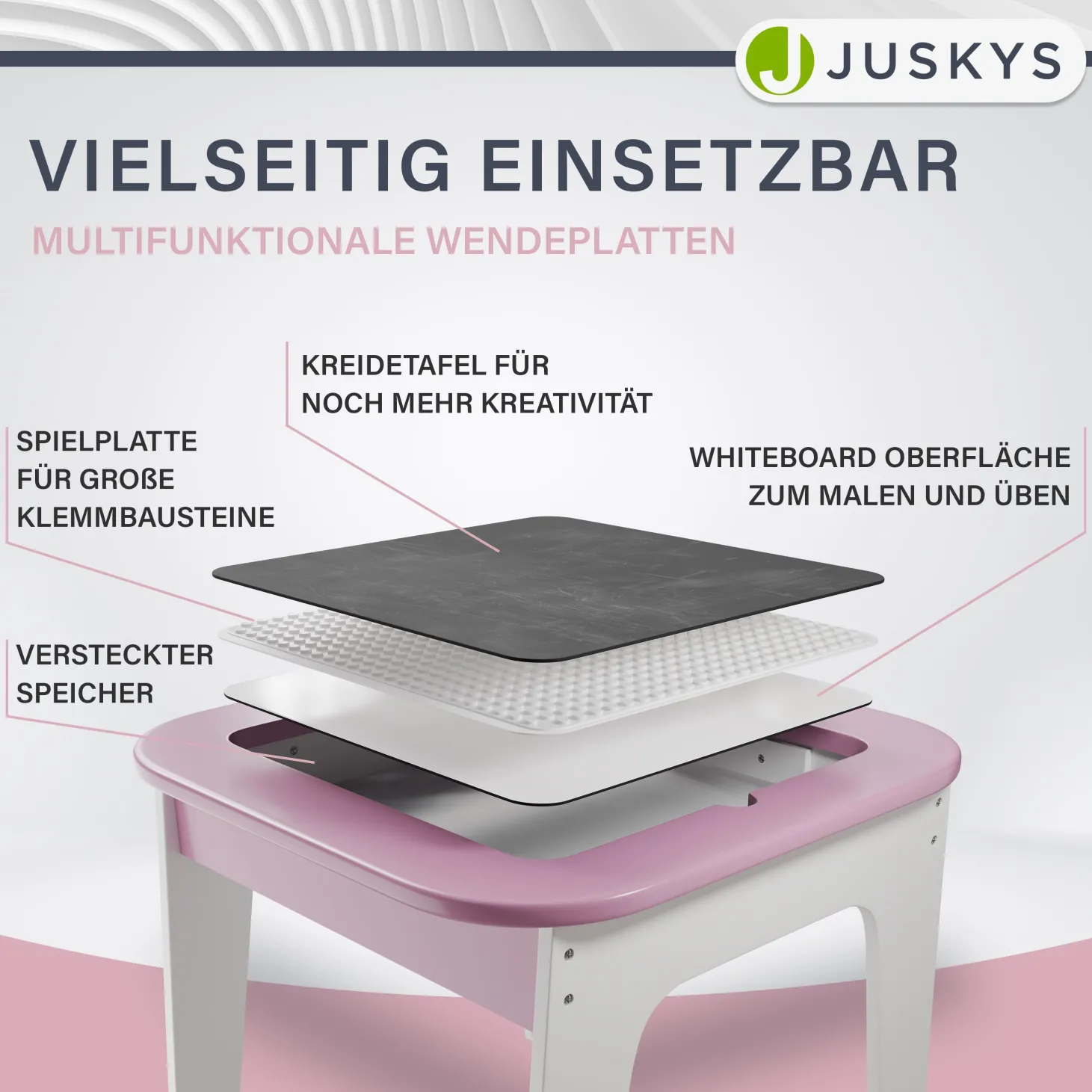 Spieltisch mit zwei Stühlen Milou Kinderspieltisch mit Stauraum & Schubfächern